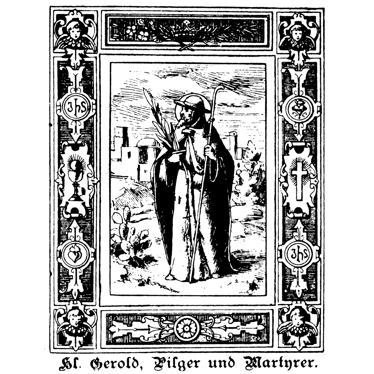 Св. Герольд, паломник и мученик. В. Ауэр. Легенда о святых, 1890 г.